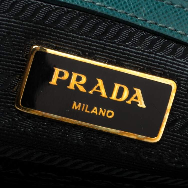 Pre Owned Prada  Teal Blue Saffiano Lux Leather Medium Galleria Tote
