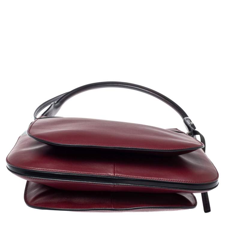 Pre Owned Prada Burgundy/Black Leather Margit Hobo