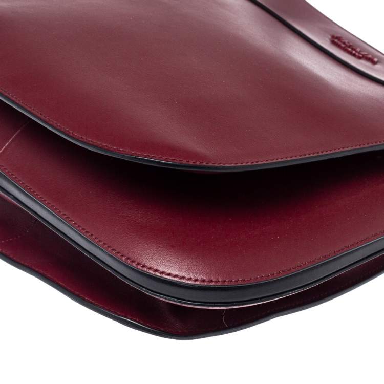 Pre Owned Prada Burgundy/Black Leather Margit Hobo