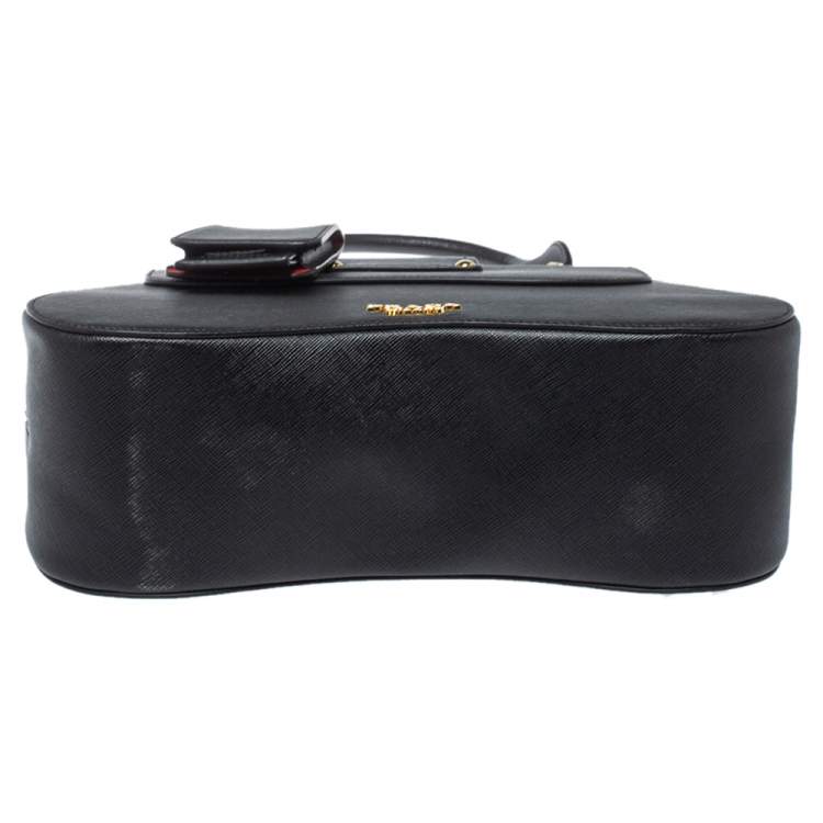 Pre Owned Prada Black Saffiano Lux Leather Medium Sidonie Top Handle Bag