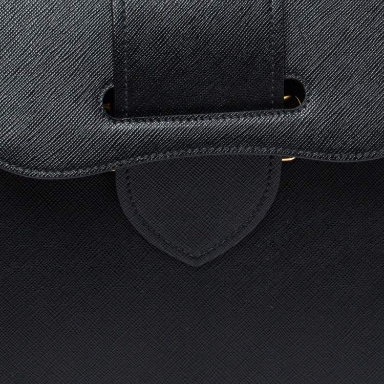 Pre Owned Prada Black Saffiano Lux Leather Medium Sidonie Top Handle Bag