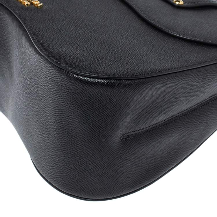 Pre Owned Prada Black Saffiano Lux Leather Medium Sidonie Top Handle Bag