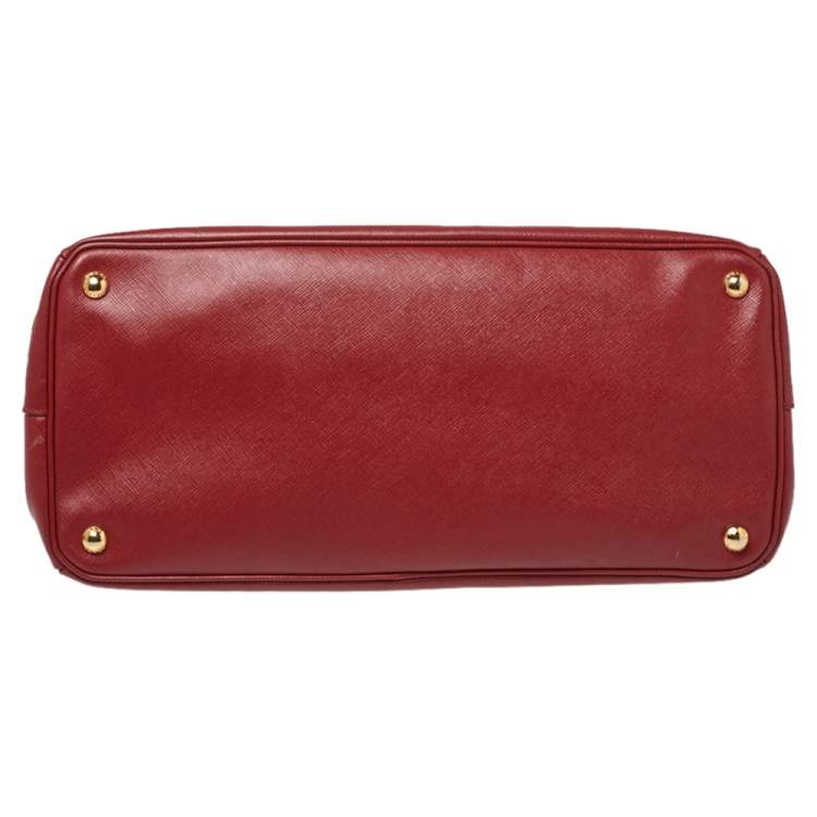 Pre Owned Prada Red Saffiano Lux Leather Open Galleria Tote