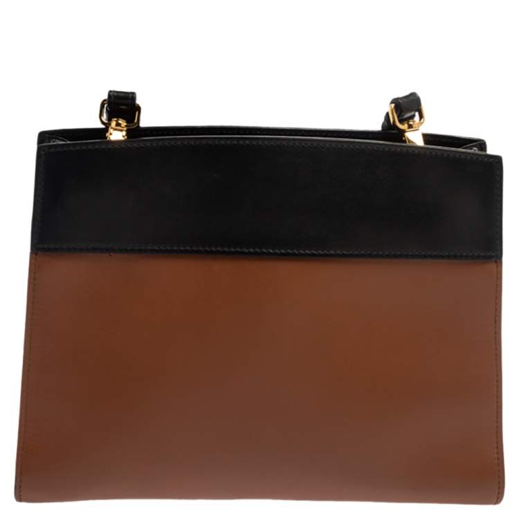 Pre Owned Prada Brown/Black Leather Messenger Bag