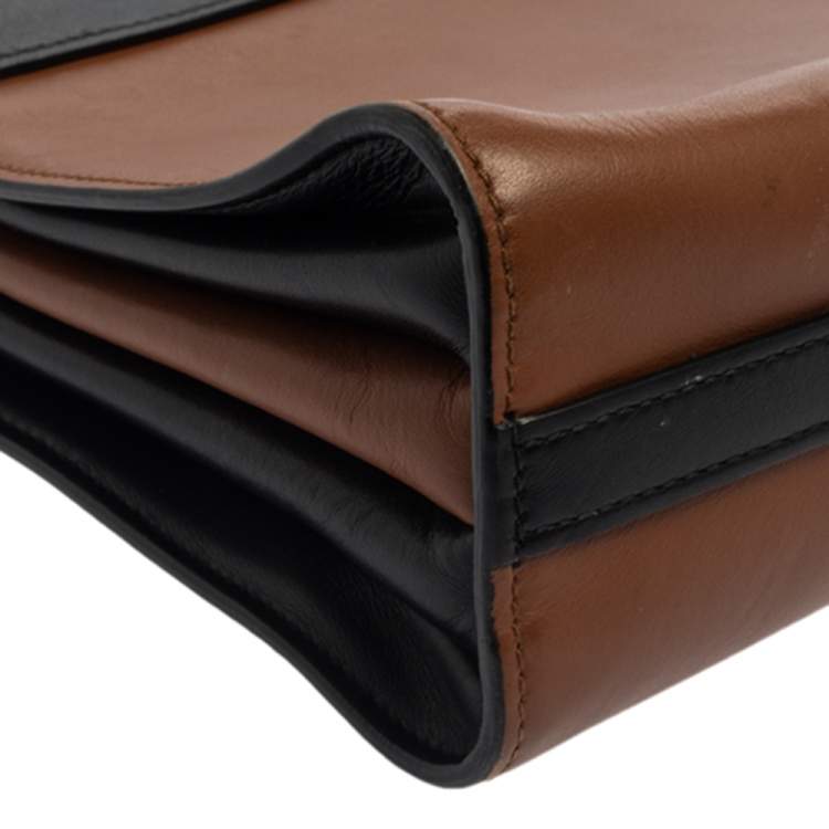 Pre Owned Prada Brown/Black Leather Messenger Bag