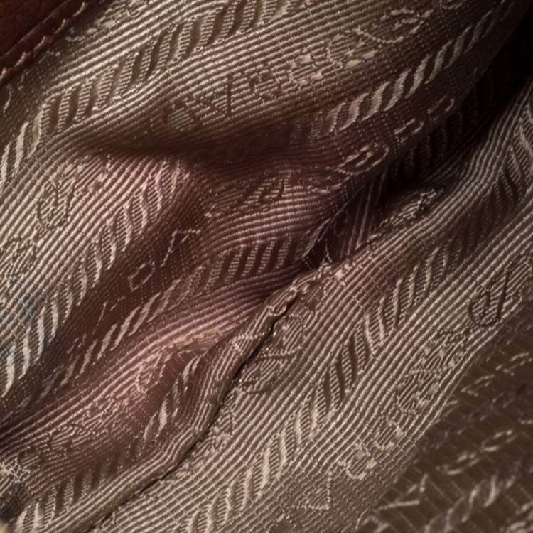 Pre Owned Prada Beige/Tan Logo Jacquard Canvas and Leather Hobo