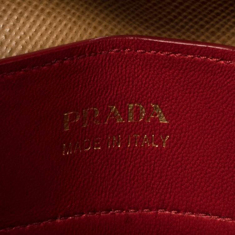Pre Owned Prada Tan Saffiano Cuir Leather Medium Double Handle Tote