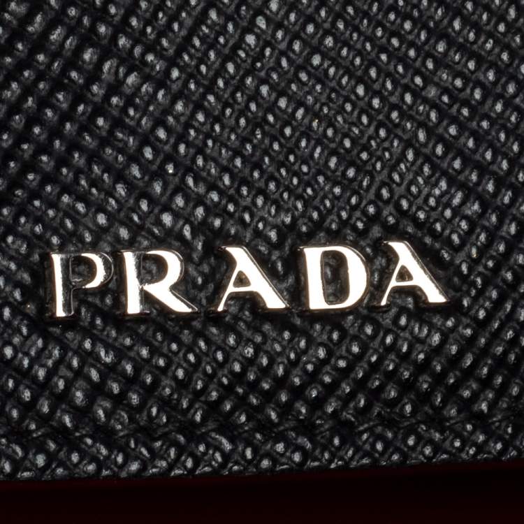 Pre Owned Prada Black Saffiano Lux Leather Turn Lock Top Handle Bag