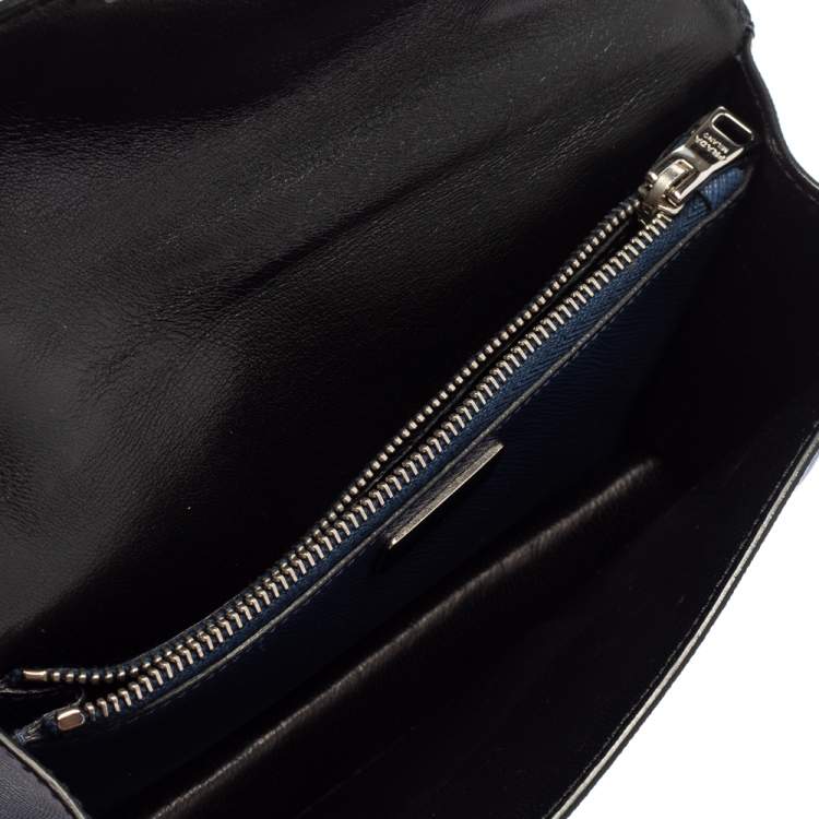 Pre Owned Prada Blue Saffiano Leather Mini Sound Top Handle Bag