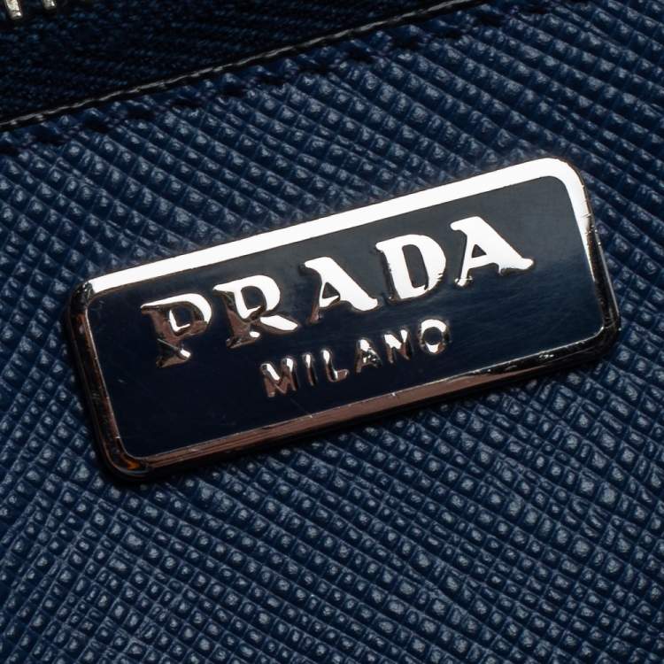 Pre Owned Prada Blue Saffiano Leather Mini Sound Top Handle Bag