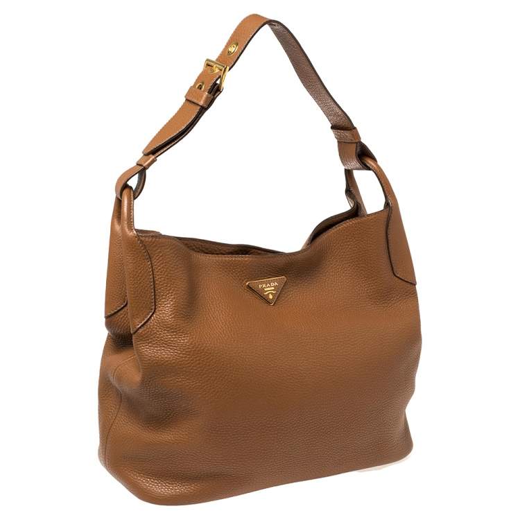 Pre Owned Prada Brown Diano Leather Hobo 