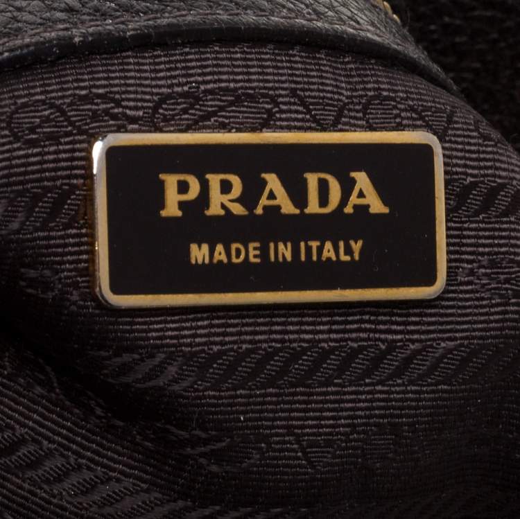 Pre Owned Prada Metallic Gold Vitello Daino Leather Side Pocket Hobo