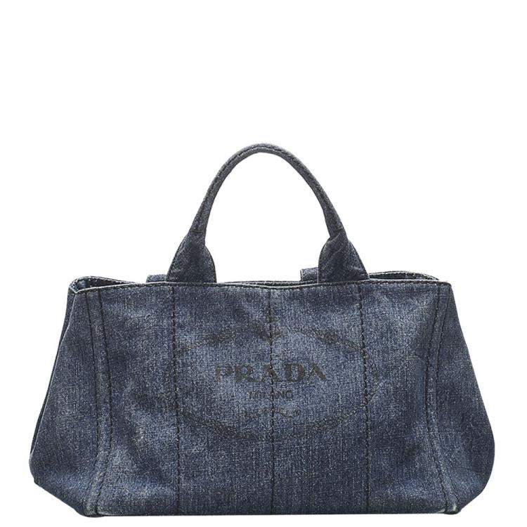 Prada Blue Canapa Logo Denim Tote Bag Prada | TLC