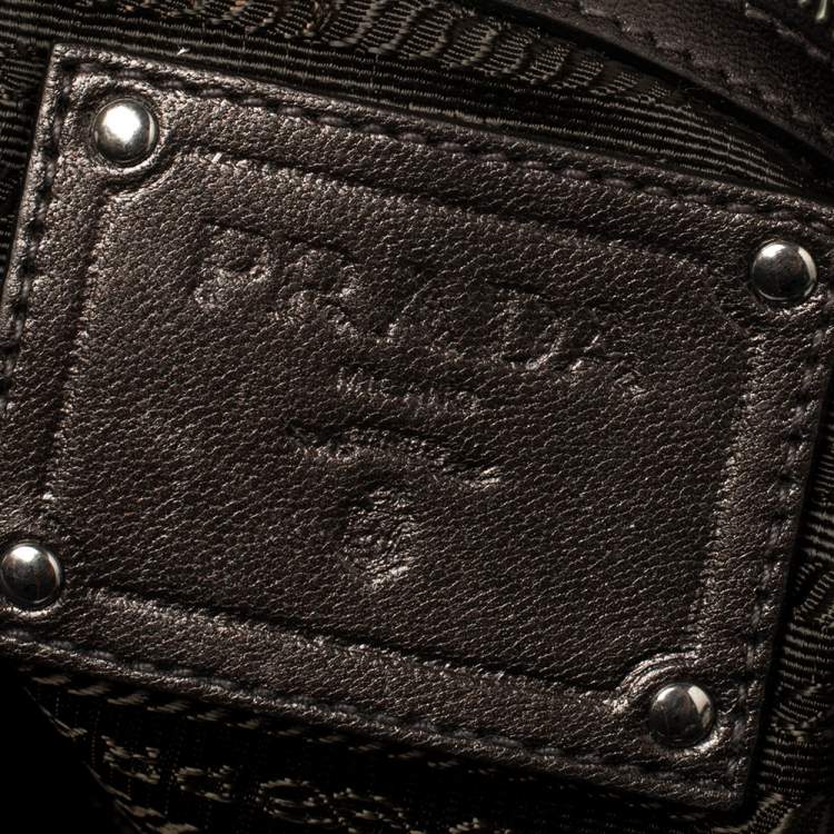 Pre Owned Prada Metallic Bronze Leather Ruffle Hobo Bag