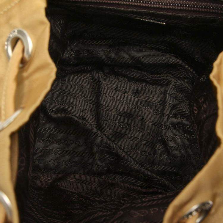 Pre Owned Prada Beige Nylon Tessuto Drawstring Backpack Bag