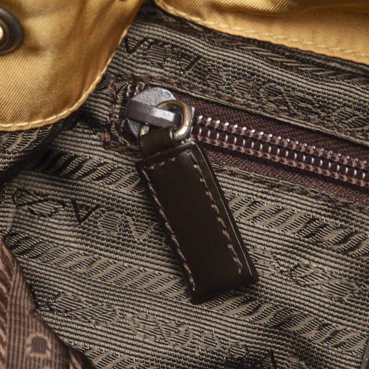 Pre Owned Prada Beige Nylon Tessuto Drawstring Backpack Bag