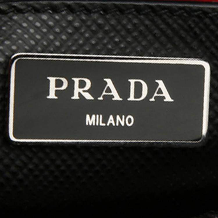 Pre Owned Prada Black Leather Saffiano Galleria Double Flap Tote Bag