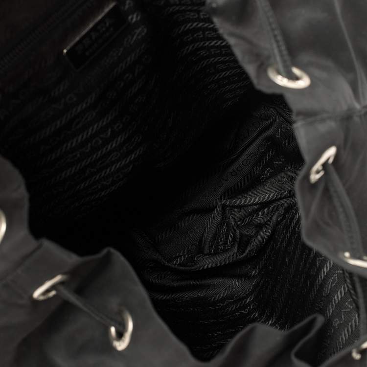 Pre Owned Prada Black Nylon Double Pocket Backpack