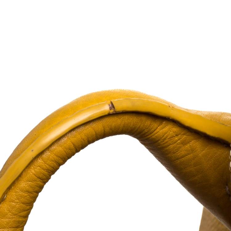 Pre Owned Prada Yellow Vitello Daino Leather Sacca 2 Manici Hobo