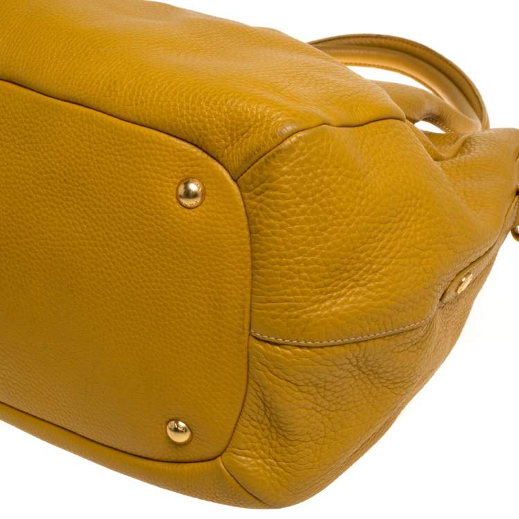 Pre Owned Prada Yellow Vitello Daino Leather Sacca 2 Manici Hobo
