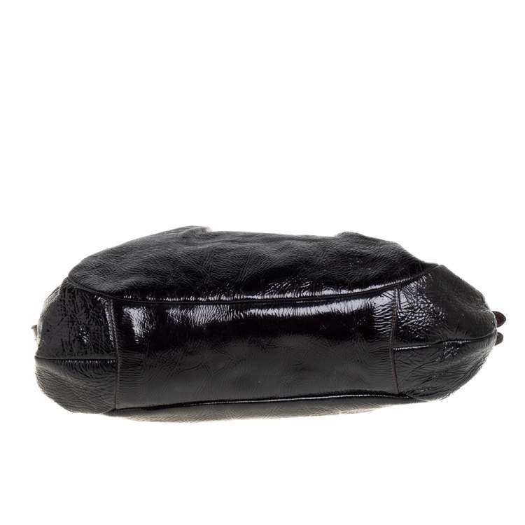 Pre Owned Prada Black Patent Leather Hobo 