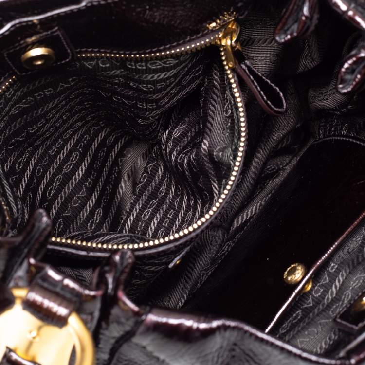Pre Owned Prada Black Patent Leather Hobo 
