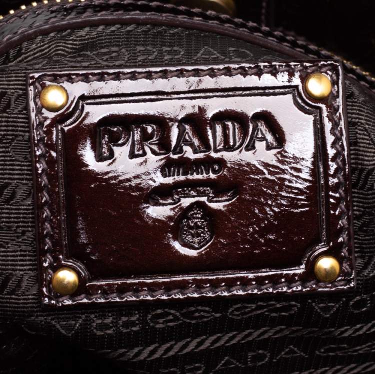 Pre Owned Prada Black Patent Leather Hobo 