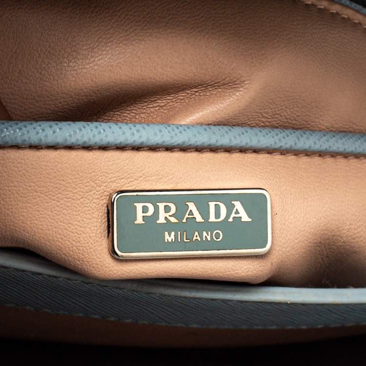 Pre Owned Prada Light Blue Saffiano Leather Sound Top Handle Bag