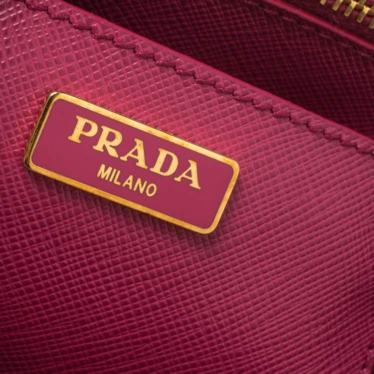 Pre Owned Prada Fuchsia Saffiano Lux Leather Micro Galleria Tote