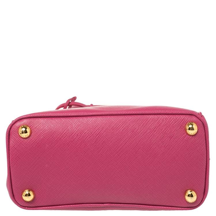 Pre Owned Prada Fuchsia Saffiano Lux Leather Micro Galleria Tote
