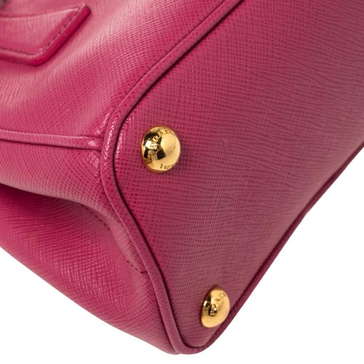 Pre Owned Prada Fuchsia Saffiano Lux Leather Micro Galleria Tote