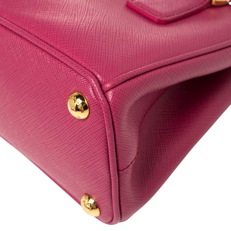 Pre Owned Prada Fuchsia Saffiano Lux Leather Micro Galleria Tote