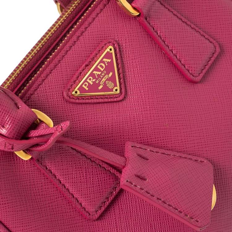 Pre Owned Prada Fuchsia Saffiano Lux Leather Micro Galleria Tote