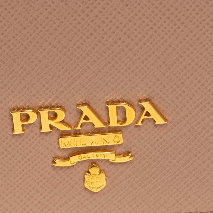 Pre Owned Prada Beige Saffiano Leather Badge ID Card Holder