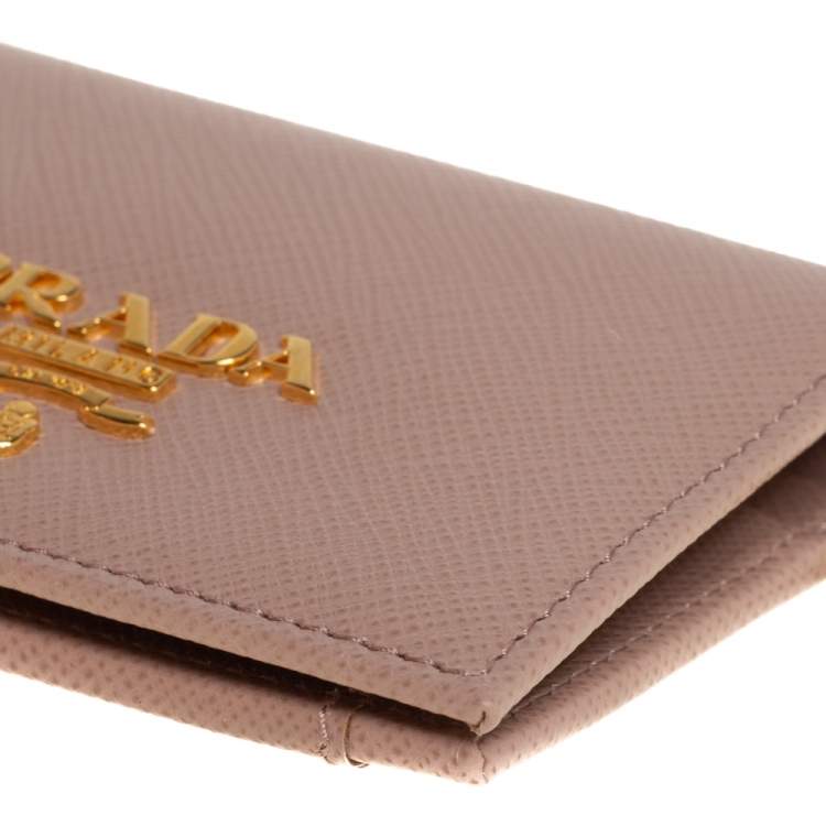 Pre Owned Prada Beige Saffiano Leather Badge ID Card Holder