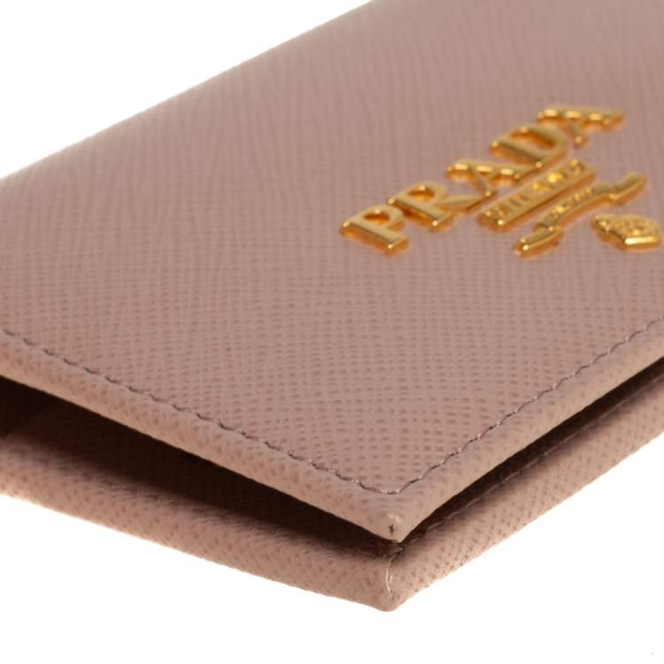 Pre Owned Prada Beige Saffiano Leather Badge ID Card Holder