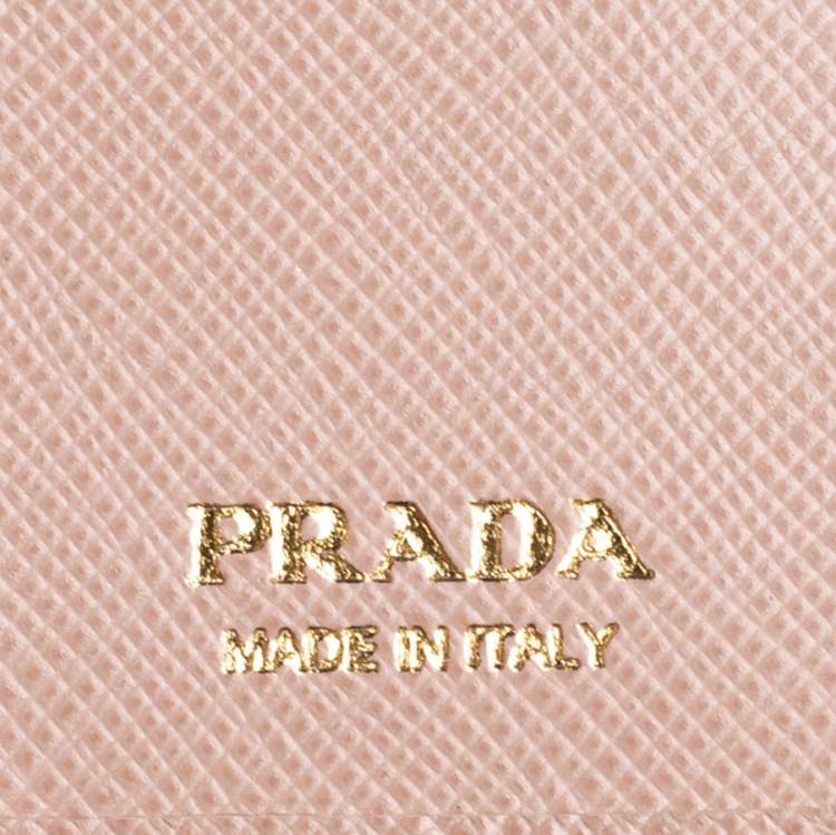 Pre Owned Prada Beige Saffiano Leather Badge ID Card Holder