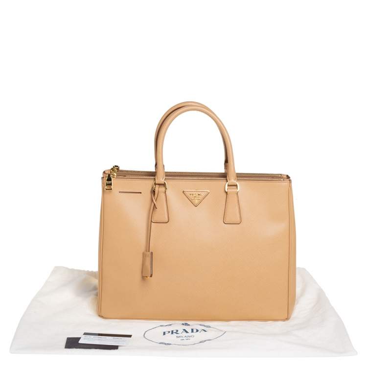 Pre Owned Prada Beige Saffiano Lux Leather Large Galleria Tote
