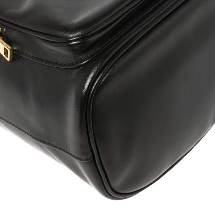 Pre Owned Prada Black Leather Duet Bucket Shoulder Bag 