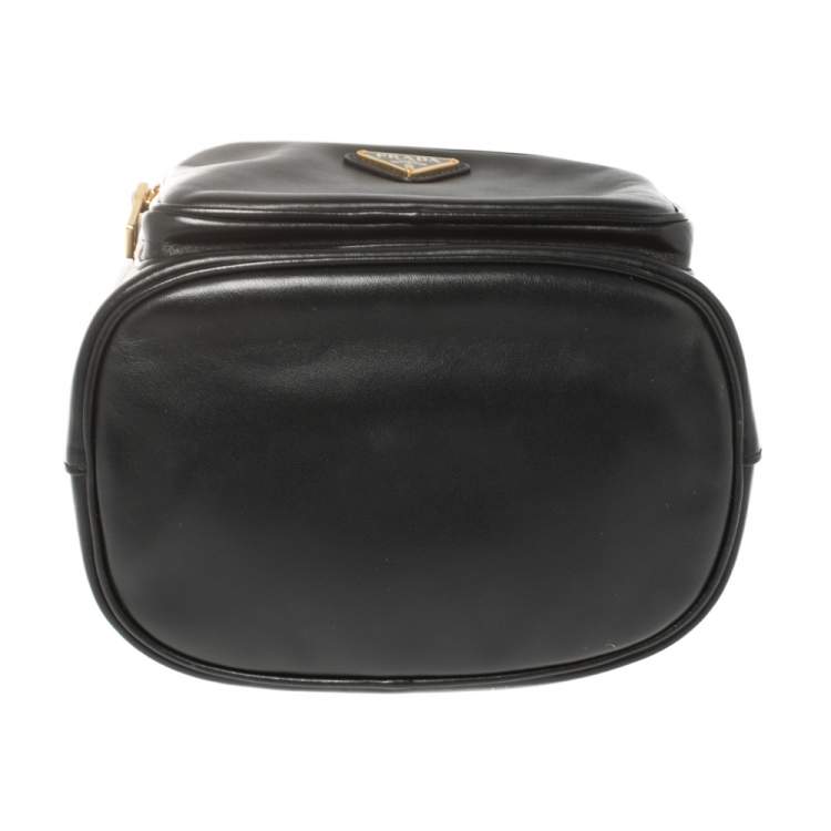 Pre Owned Prada Black Leather Duet Bucket Shoulder Bag 