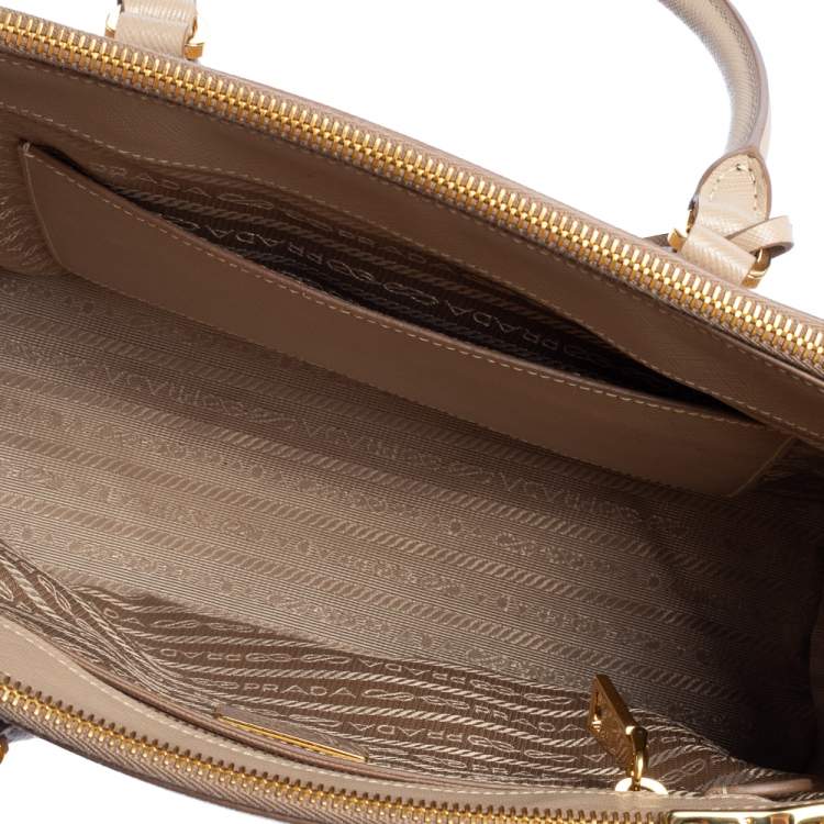 Pre Owned Prada Beige Saffiano Lux Leather Small Galleria Tote