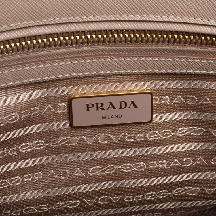 Pre Owned Prada Beige Saffiano Lux Leather Small Galleria Tote