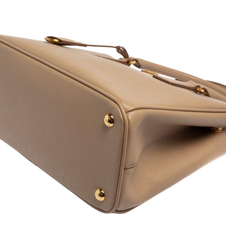 Pre Owned Prada Beige Saffiano Lux Leather Small Galleria Tote