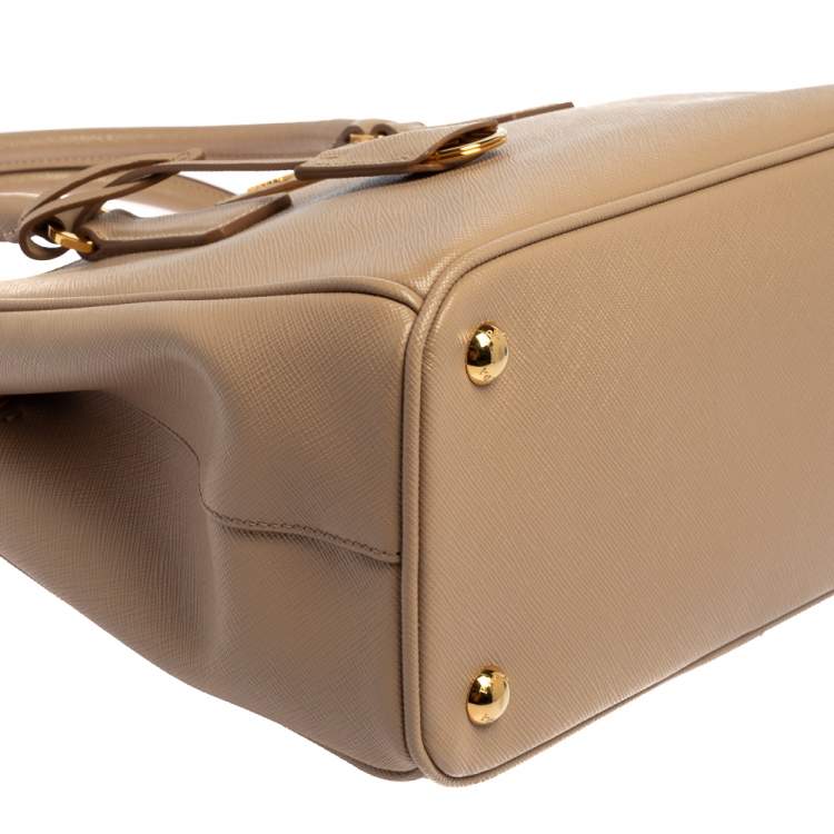 Pre Owned Prada Beige Saffiano Lux Leather Small Galleria Tote