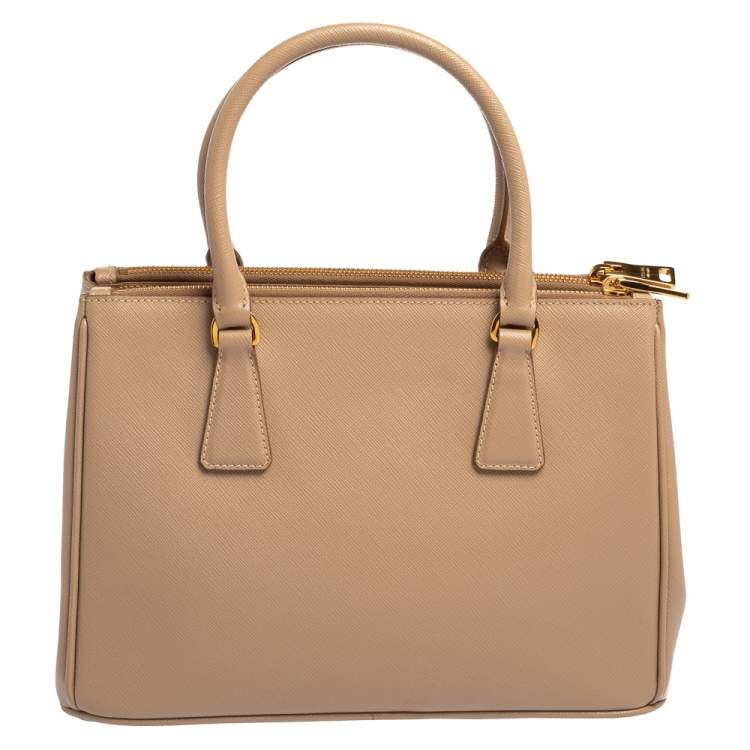 Pre Owned Prada Beige Saffiano Lux Leather Small Galleria Tote
