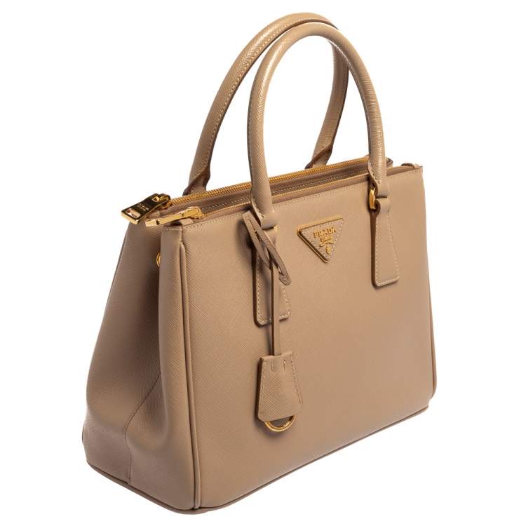 Pre Owned Prada Beige Saffiano Lux Leather Small Galleria Tote