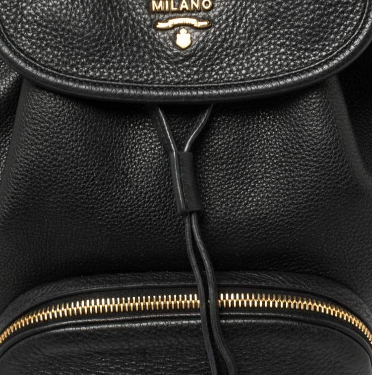 Pre Owned Prada Black Leather Drawstring Backpack