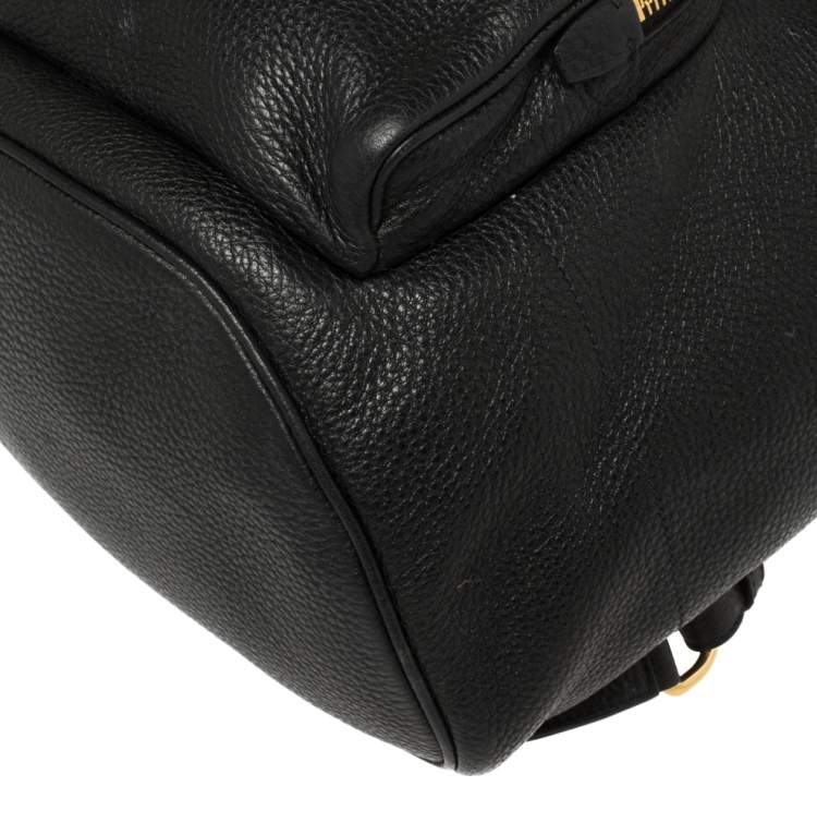 Pre Owned Prada Black Leather Drawstring Backpack