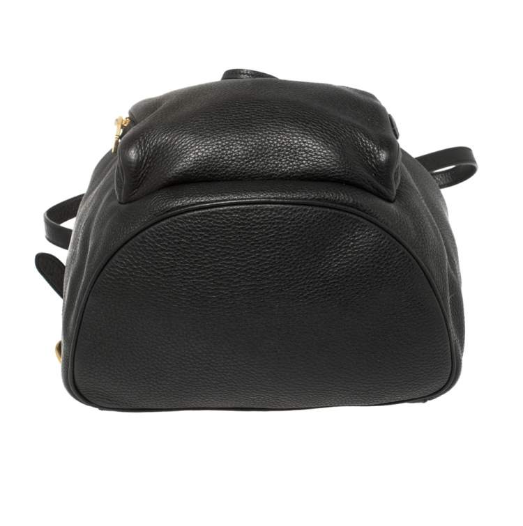 Pre Owned Prada Black Leather Drawstring Backpack