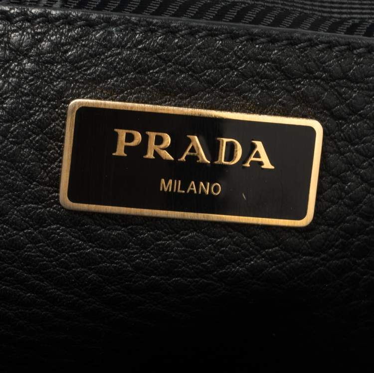Pre Owned Prada Black Leather Drawstring Backpack